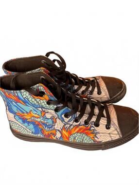 Vintage Raad High Top Canvas Sneakers shoes w Dragon limited edition sz 9.5M